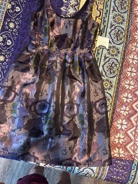 Donna Morgan Multicolor Floral-Print Dress with Purple Accents
